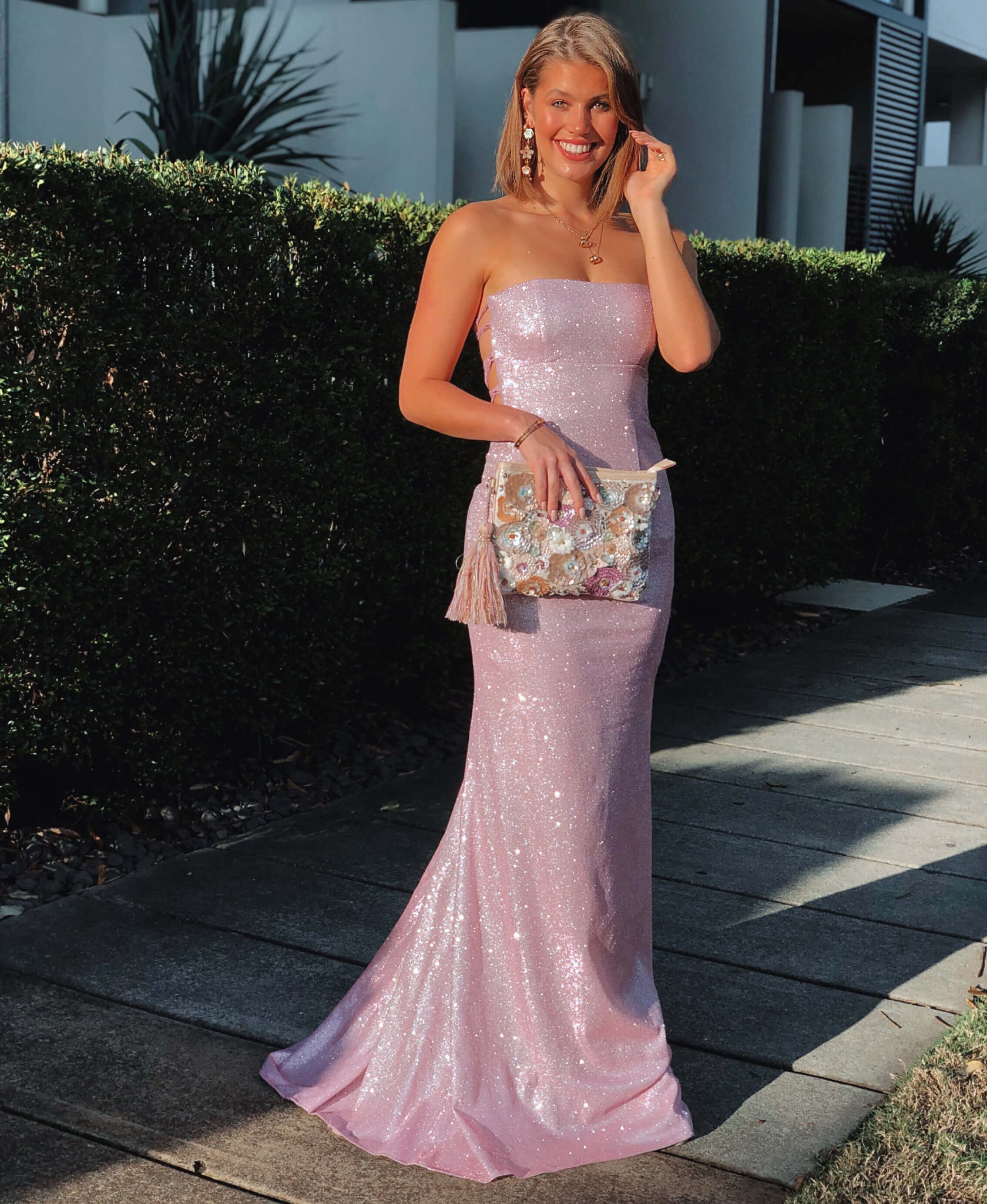 Iridescent Sequin Bodycon Dress in Pink | LUCY IN THE SKY