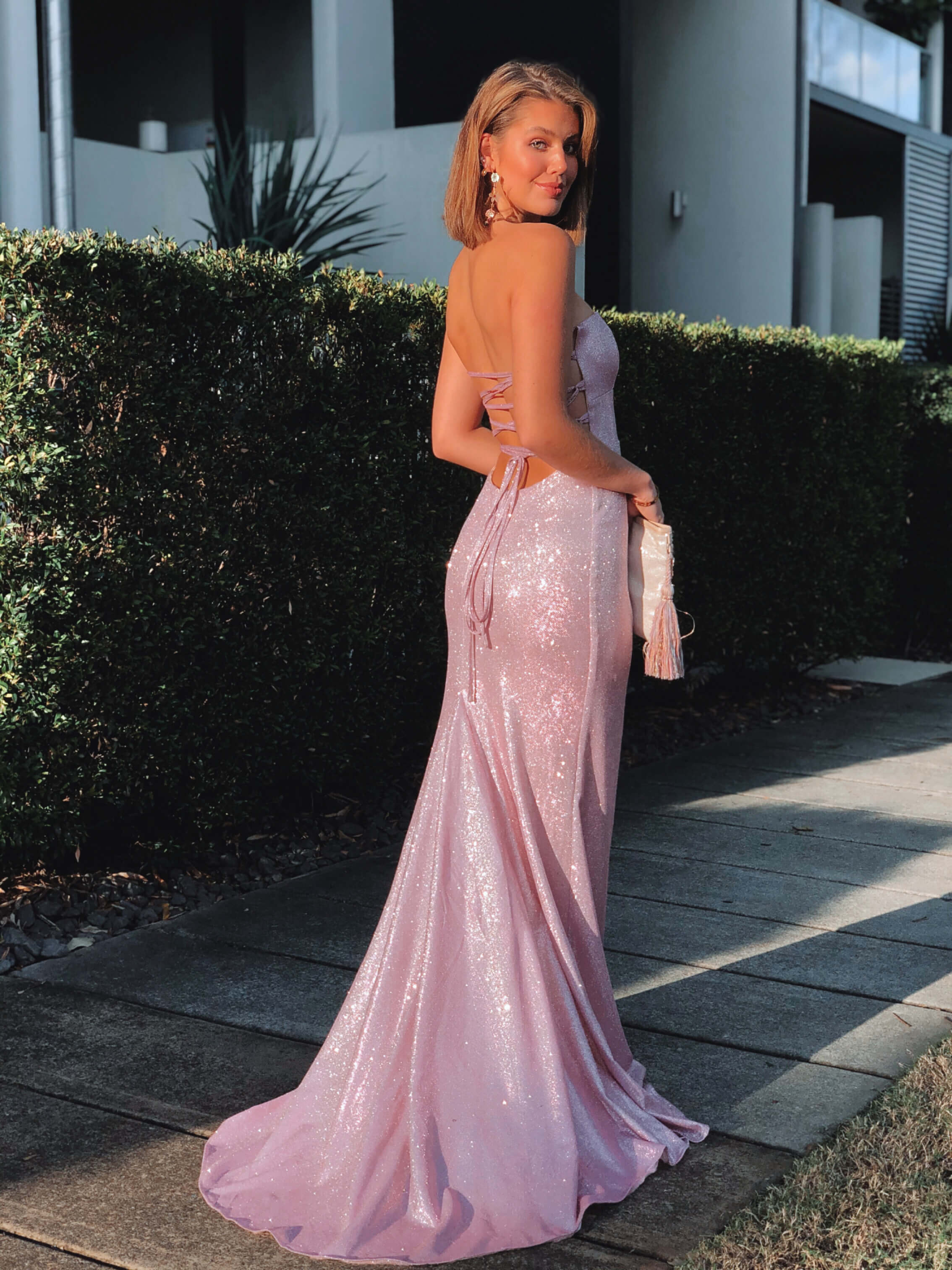 Lace Hot Pink Prom Dresses 2023 Mermaid V Neck Long Formal Dress –  MyChicDress