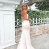 tube type, lace up back, with slit, mermaid type, antique pink, formal gown
