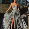 tube type, backless, with slit, glitter, ball gown, silver, glitter, formal gown