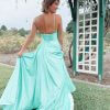 low back, sleeveless, low v neck, glitter ball gown, aqua blue, formal gown