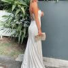 tube type, backless, with slit, glitter, ball gown, champagne, formal gown