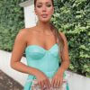 tube type, backless, with slit, glitter, ball gown, seafoam, formal gown