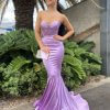 mermaid type, body fit, sexy back, lilac, formal gown