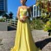 tube type, sexy back, ball gown, yellow, formal gown