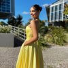tube type, sexy back, ball gown, yellow, formal gown