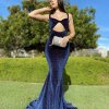 sexy, unique, mermaid cut, glitter, navy, formal gown