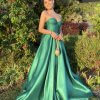 tube type, backless, with slit, emerald, formal gown