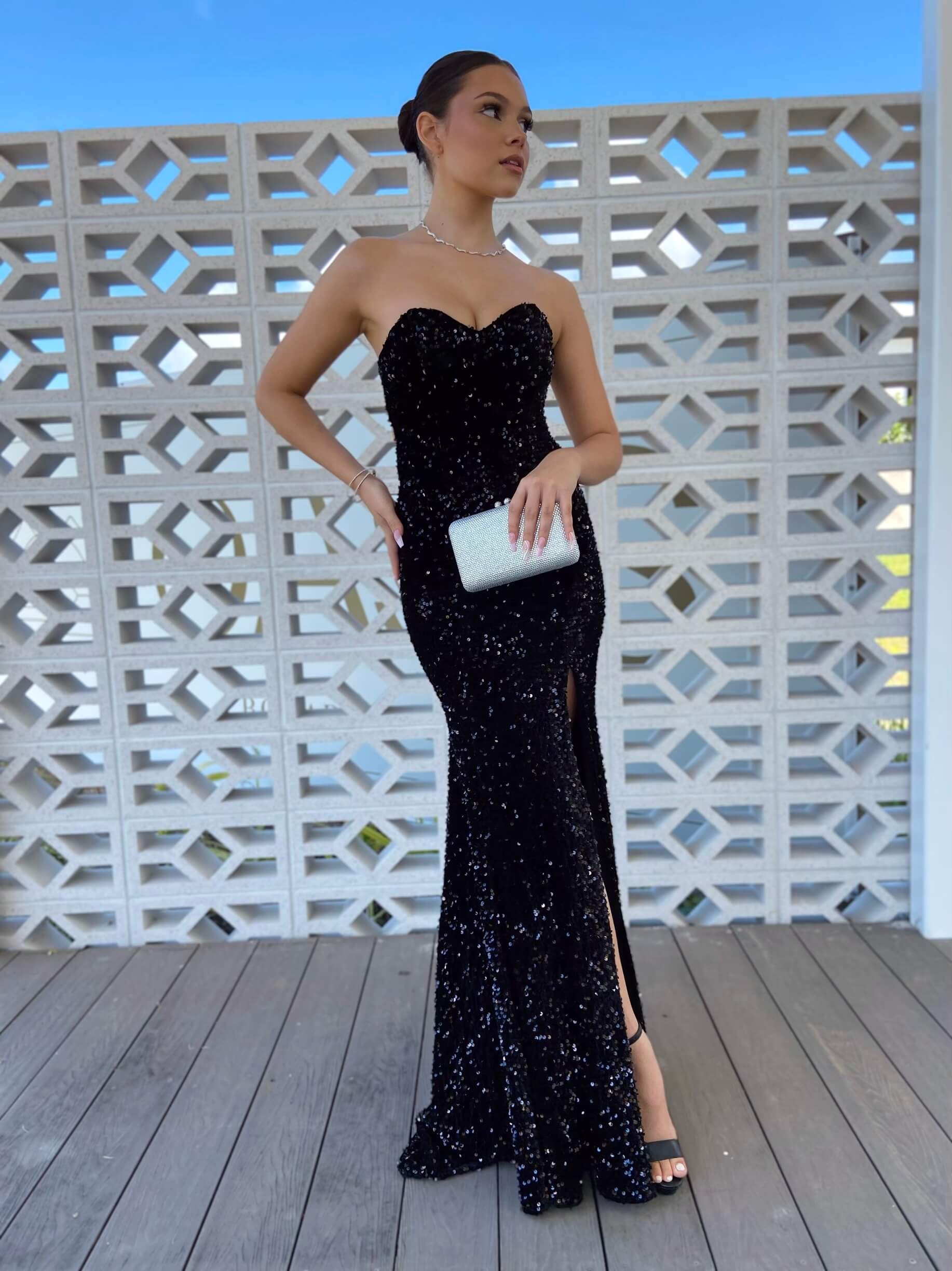 black dress evening gown