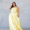 tube type, backless, with pocket, with slit, sexy, yellow, formal gown