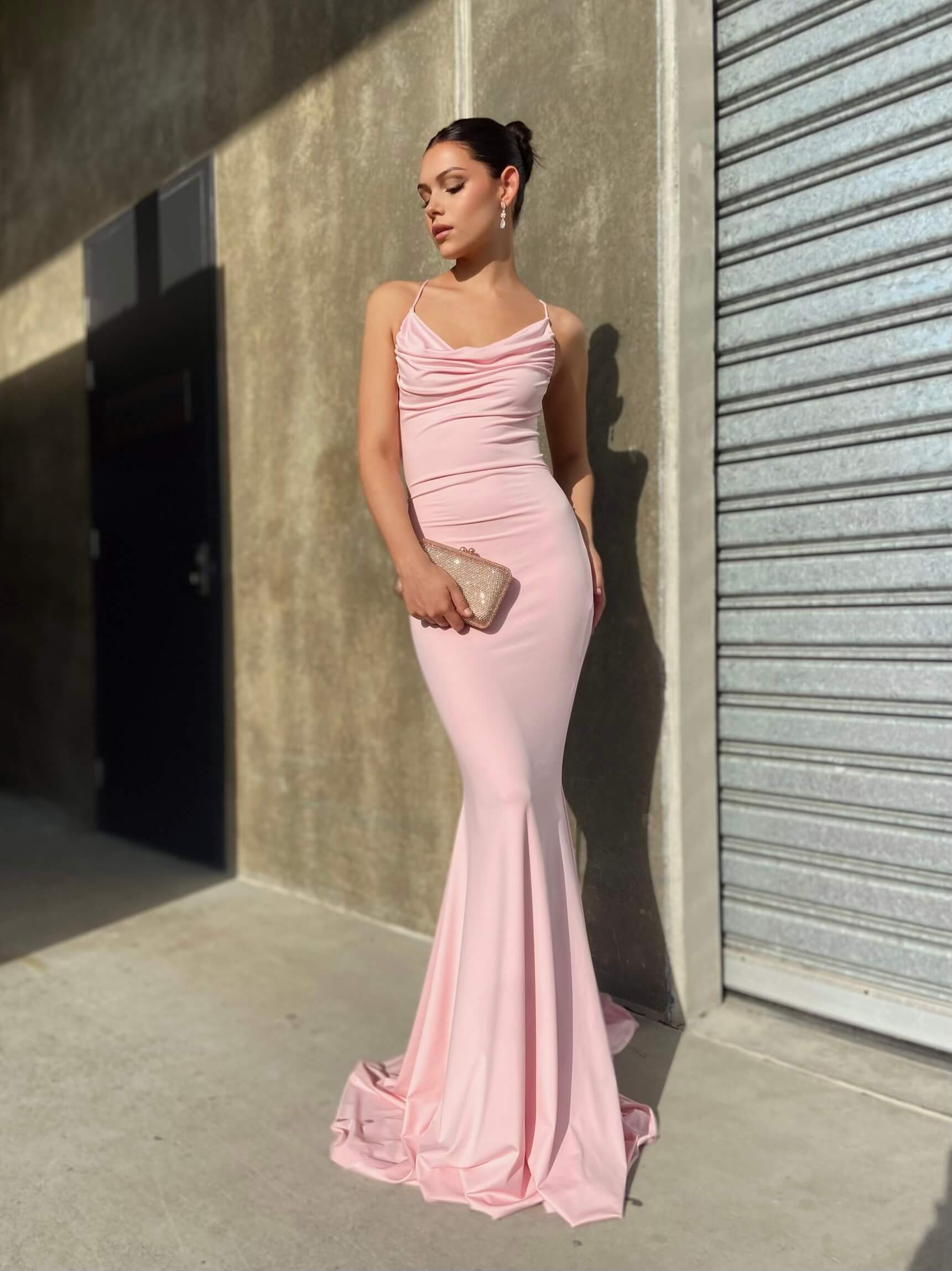 Light Pink Ball Gown With Sleeves