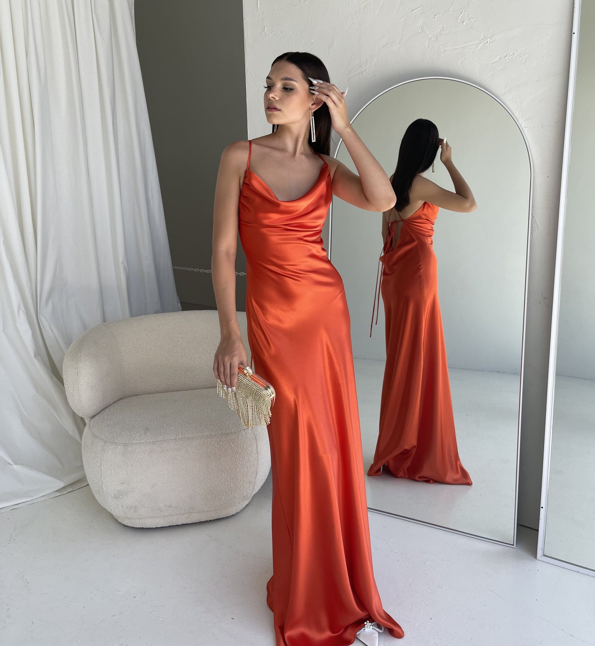 2 Piece Orange Prom Dress With A Lace Crop Top - Marisela Veludo - Fashion  Designer