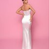 ivory formal gown in corset bodice, side split, strapless, fully lined and back zip