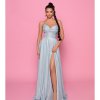 embedded lace bodice, strapless, lace up back, built in bra, fully lined formal gown