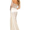 Strapless fitted formal gown with pearl sheer corset