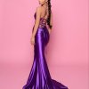Tie up back, zipper at lower back, fully lined purple jadore formal gown