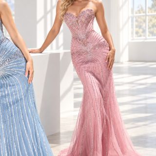 Dusty Rose Evening Gown In Studio