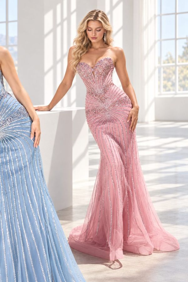Dusty Rose Evening Gown In Studio