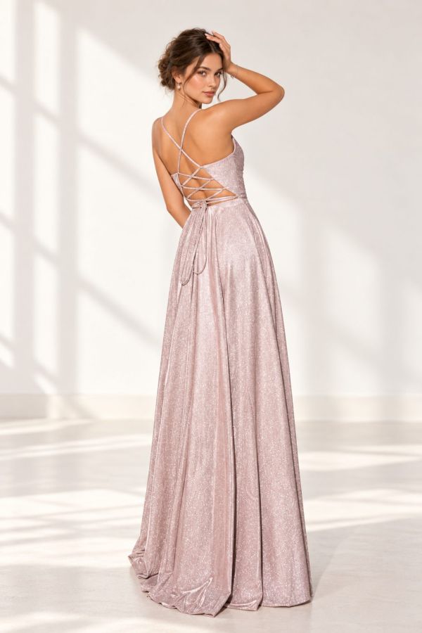 Naomi Gown Musk Pink Lace Up Gown