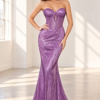 Sienna Violet Beaded Mermaid Gown