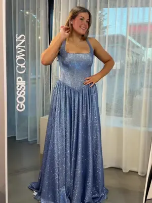 A customer FAV, our exclusive Cassandra Gown in Cornflower Glitter! ✨🫶🏼 #formal #formaldress #formaldressinspo